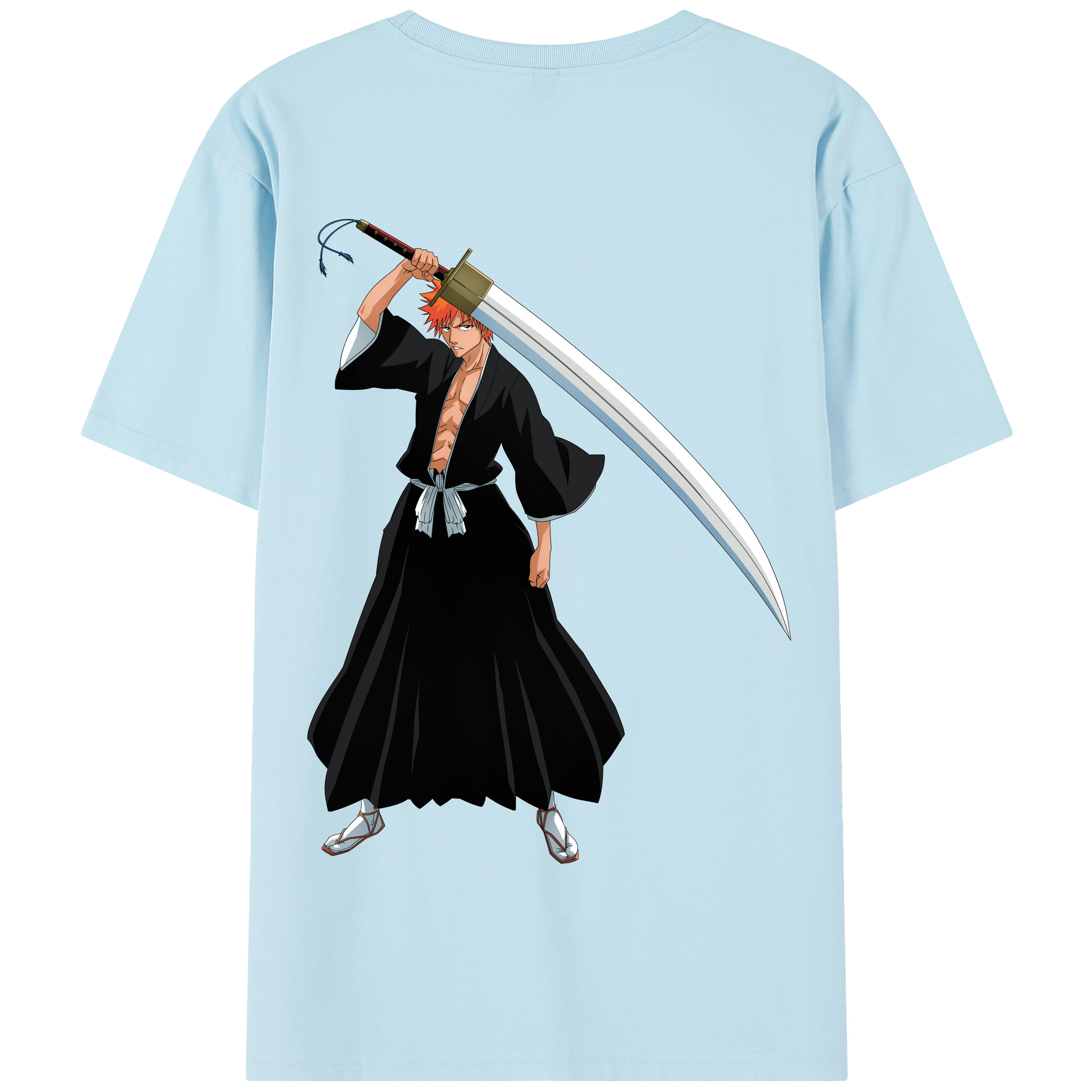 （画像用） ブリーチ 黒崎一護（くろさき いちご）BLEACH Kurosaki Ichigo 綿100％半袖Tシャツ（背面プリント）